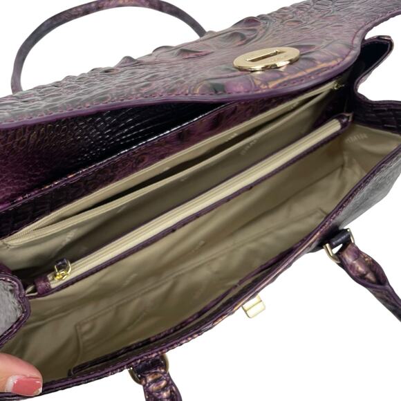 Brahmin Dayan Leather Shoulder Bag Fig Jam Melbourne Purple East West Bag - Picture 13 of 15